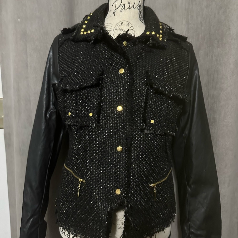 Pink Envelope Black Studded Women's Jacket